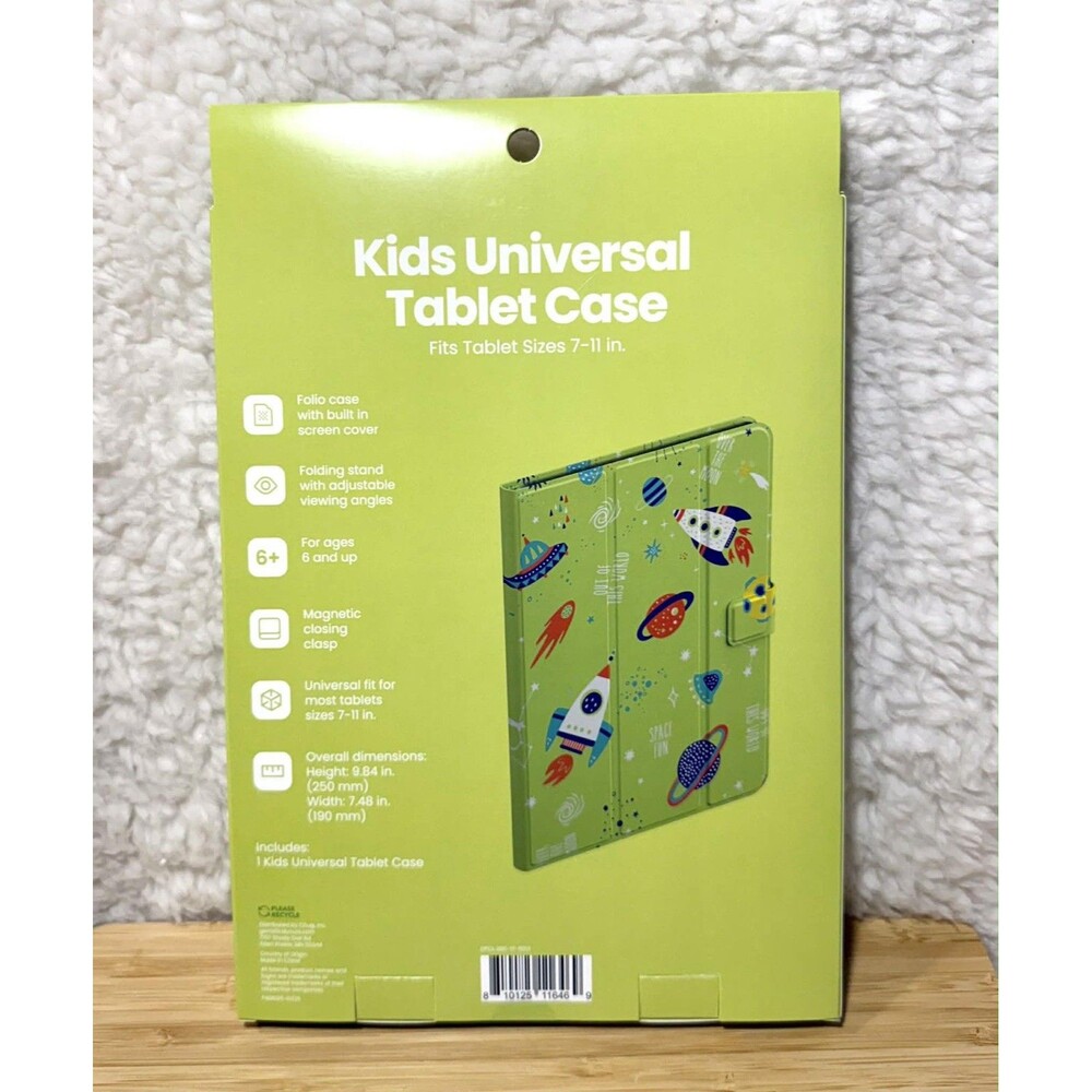 Kids Tablet Case Universal Space Design Green Shockproof Cover Stand - Picture 3 of 3